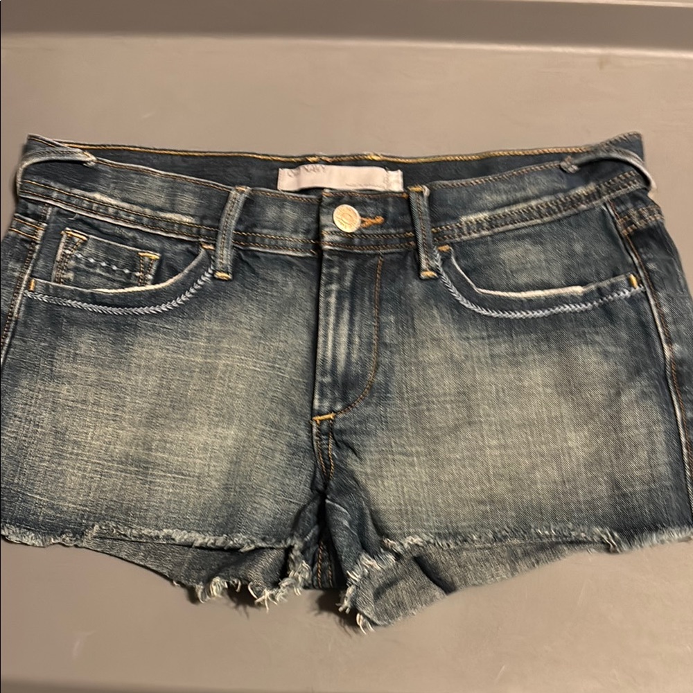 Old Navy Mid Rise Blue Jean Shorts Distressed Cut-Off Style